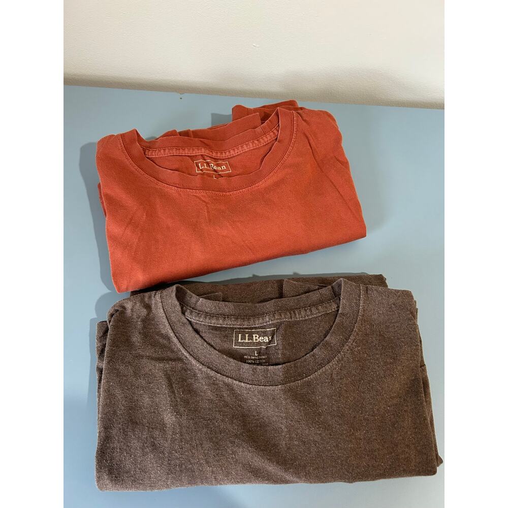 L.L. Bean pack of long sleeve t shirt mens L brown and orange long sleeve cotton